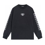 Balenciaga Long-Sleeved Red Cotton Ribbed Fabric Embroidery