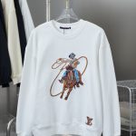 Louis Vuitton Sweatshirt Red Cotton Pure Double Needle Stitching Embroidery