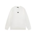Prada Short-Sleeved Shirts Ash Cotton Ribbed Fabric Neckline Stitching Embroidery