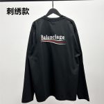 Balenciaga Long-Sleeved Red Cotton Pure Neckline Stitching Embroidery