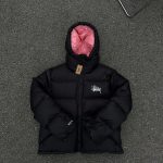 Stussy Down Jacket Red Duck Nylon Autumn Winter Embroidery