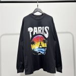 Balenciaga Long-Sleeved Red Cotton Pure Neckline Stitching