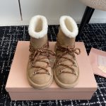 Miu Snow Boots Red Wool Suede Lace Winter
