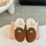 Miu Slippers Wool Suede Rubber Outsole Autumn Winter