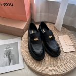 Miu Casual Shoes Ash Cowhide Street Style Spring Early