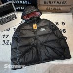 Stussy Down Jacket Red Duck Nylon Twill Flannel Embroidery