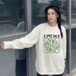 Loewe Hoodies White Cotton Xinjiang Ribbed Fabric Spring Autumn