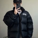Stussy Down Jackets Red Duck Nylon Water-Repellent Fabric Winter