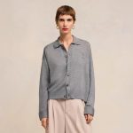 Ami Long-Sleeved Shirt Red Cotton Wool Autumn Early Embroidery