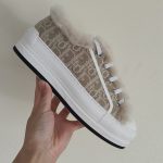 Dior Sneakers Red Eva Cotton Wool Fleece Sheepskin Lace Embroidery