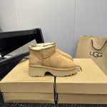 Ugg Snow Boots Red Wool Top-Grain Cowhide Rubber Foamed
