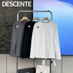 Descente Long-Sleeved Shirts Blue Fleece Quick-Drying Autumn Winter 3D Logo