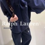Ralph Lauren Trousers Blue Cotton Pure Fleece Winter Embroidery