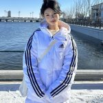 Adidas Down Jacket Black Fleece Windproof Cuffs
