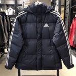 Adidas Outerwear Black Down Woven Fabric Suitable For All Body Types Winter Slim Fit