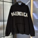 Balenciaga Hoodie Ash Cotton Pure Adhesive Mesh Autumn Winter