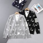 Thom Browne Cardigan Red Wool Modal Jacquard