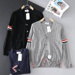Thom Browne Cardigan Blue Wool Modal Imitation