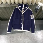 Thom Browne Outerwear Blue Wool Down Modal