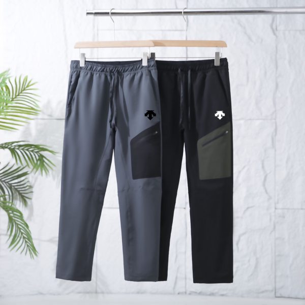 Descente Work Pants Red Silk Fleece Fabric Autumn Winter