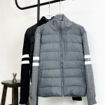 Moncler Down Jacket Black Wool Blend Duck Polyester Knitted Fabric