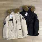 Monk Down Jacket Black Cotton Goose Gabardine Streamlined Cut