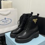 Prada Dr. Martens Boots Silk Nylon Sheepskin Cowhide Mesh Rubber Lace