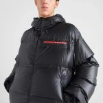Prada Outerwear Red Goose Down Nylon Microfiber Fabric Soft Touch Winter Side Stripes