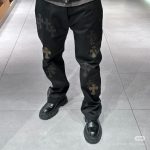 Chrome Hearts Jeans Red Sheepskin Cowhide