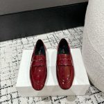 Celine Loafers Red Genuine Leather Sheepskin Patent Split