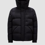 Moncler Jacket Black Goose Down Nylon Street Style Patch