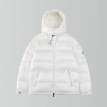 Moncler Coat White Goose Down Nylon
