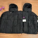 Stone Island Windproof Jacket Black Cotton Down High-Density Fabric Exquisite Workmanship Street Style Winter