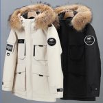 Mammoth Down Jacket Black Cotton Goose Gabardine Streamlined Cut