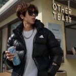 Adidas Down Jacket Red Duck Polyester Nylon Woven Fabric Hidden Pocket