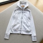 Lululemon Jacket Red Cotton Long-Staple Polyester Spandex Fleece Mesh Plain Weave Fabric Autumn Winter And Slim Fit Thumbhole