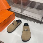Hermes Slippers Color Sheepskin Suede