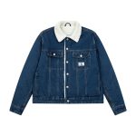 Calvin Klein Coat Red Cotton Wool Lambswool Fleece Denim Autumn Winter