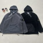 Stone Island Jacket Red Wool Lambswool Polyester Fleece Ribbed Fabric Exquisite Workmanship Street Style