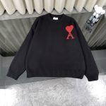Ami Sweater Blue Cotton Wool Blend Polyester Jacquard