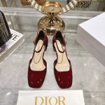 Dior Sandals Red Genuine Leather Sheepskin Patent Spring Early