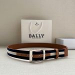 Bally Canvas Belt Red Fabric And Leather Glossy Finish