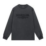 Balenciaga Long-Sleeved Red Cotton Ribbed Fabric Embroidery