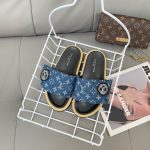 Louis Vuitton Slippers Ash Genuine Leather Denim Spring Early