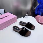 Miu Sandals Sheepskin Suede Patent Leather Supple Spring Summer