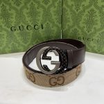 Gucci Belt Ash Genuine Leather Embossed