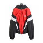 Balenciaga Jacket Red Polyester Mesh Embroidery Zippered Pocket