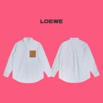 Loewe Long-Sleeved Shirt Red Cotton Pure Embossed Leather Patch