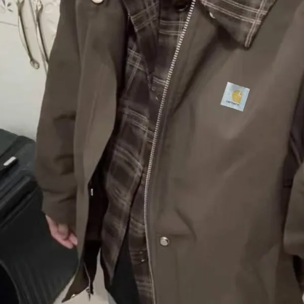 Carhartt Jacket Red Spring Patch Plaid Patchwork