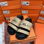 Hermes Slippers Apricot Suede
